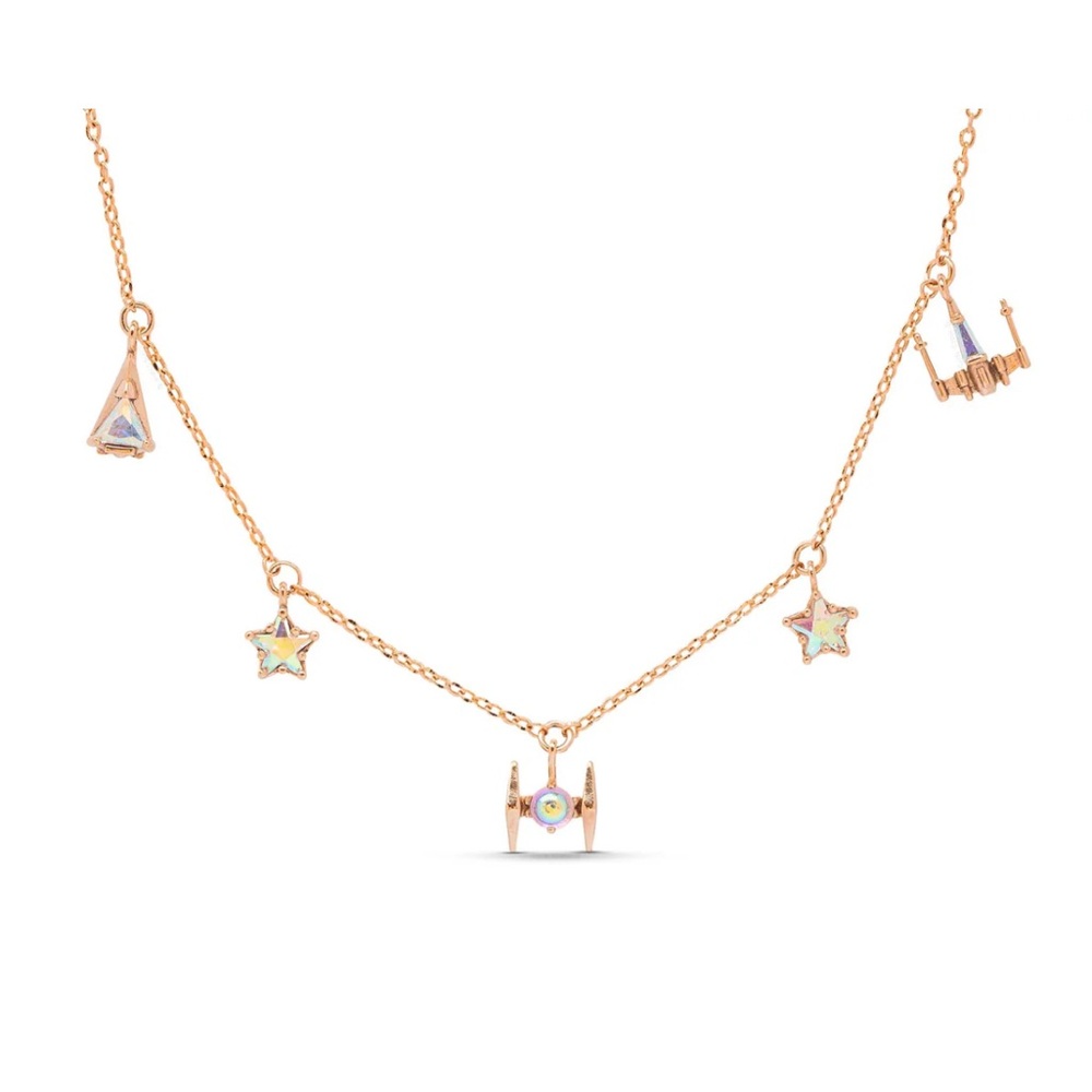 Star Wars Starfighter rose gold charm necklace